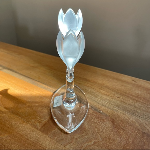 Vintage Riedel Crystal Double Tulip Flower Candle Stick Holder 6” Frosted Glass - Picture 2 of 6